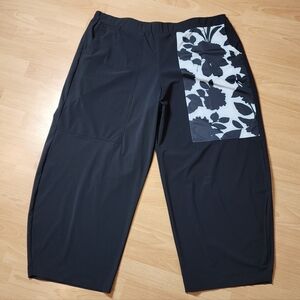 Alembika Tekbika Plus Size 20-22 (8) Black Floral Flow Pants Pull On Stretch